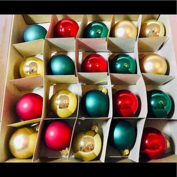 20 Xmas Polish Glass Mini Ball Ornaments Gold Red - Picture 2 of 8